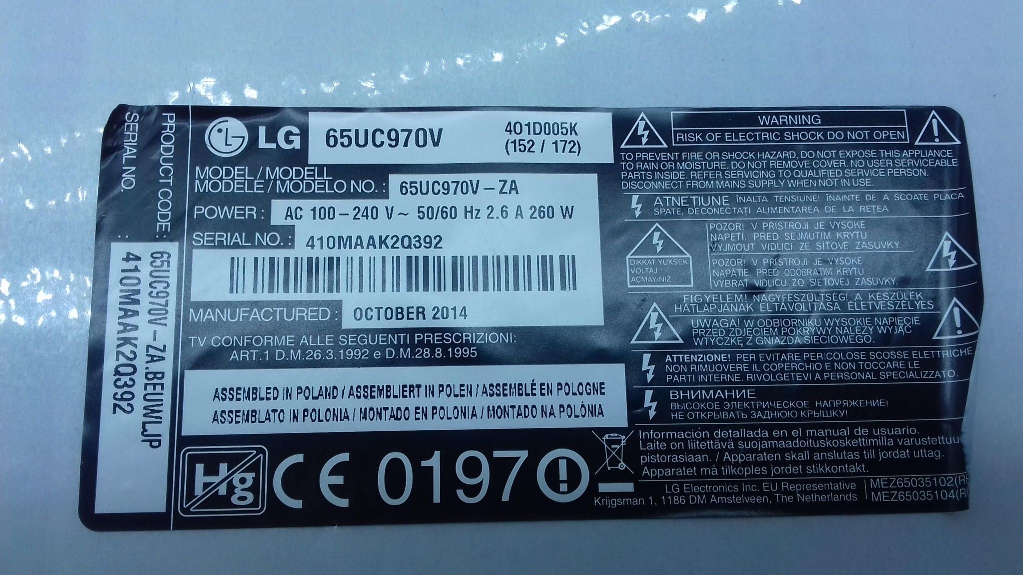 LG 65uc670v