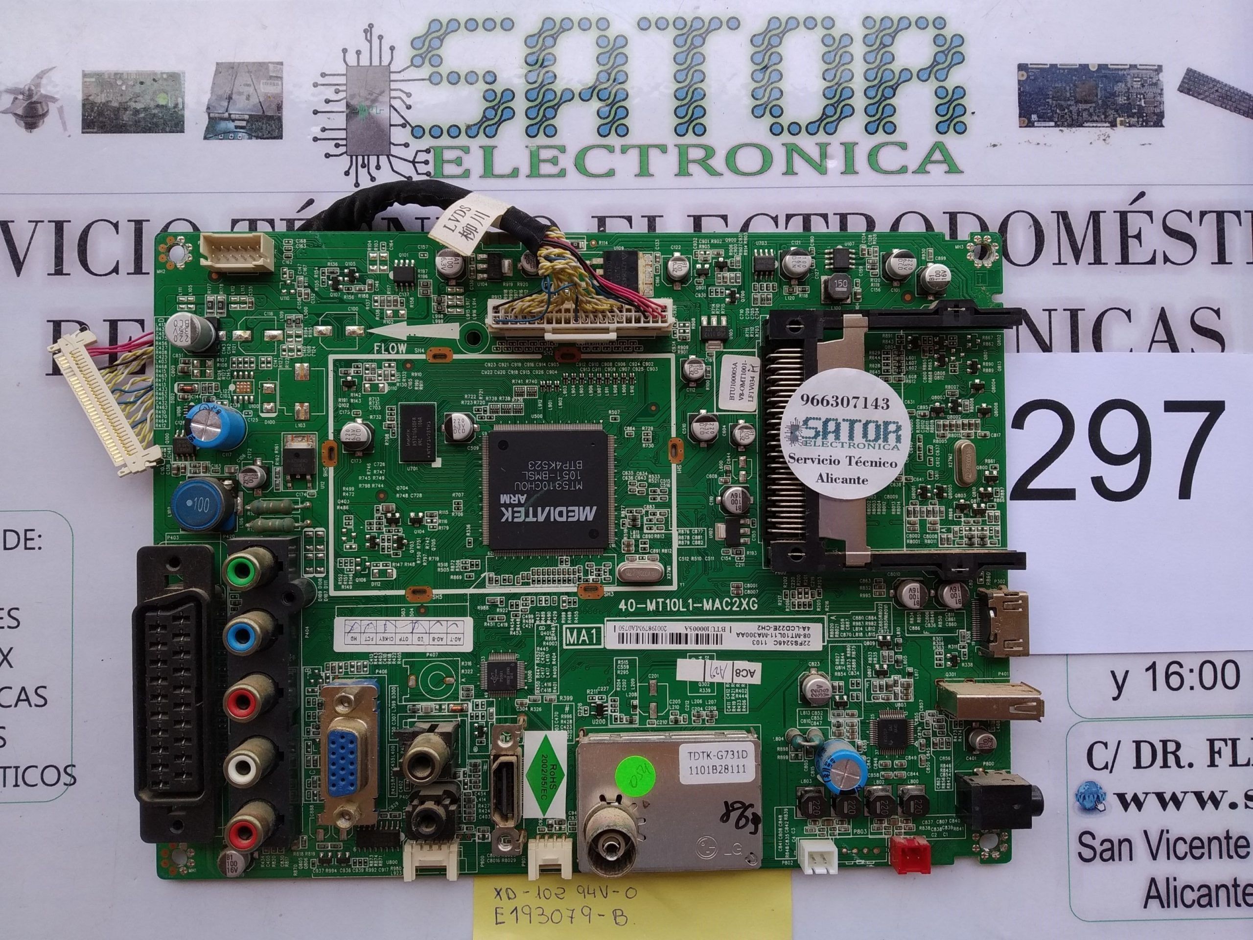 Placa Main 40-Mt10l1-Mac2xg Xd-102 Y Sintonizador Tdtk-G731d
